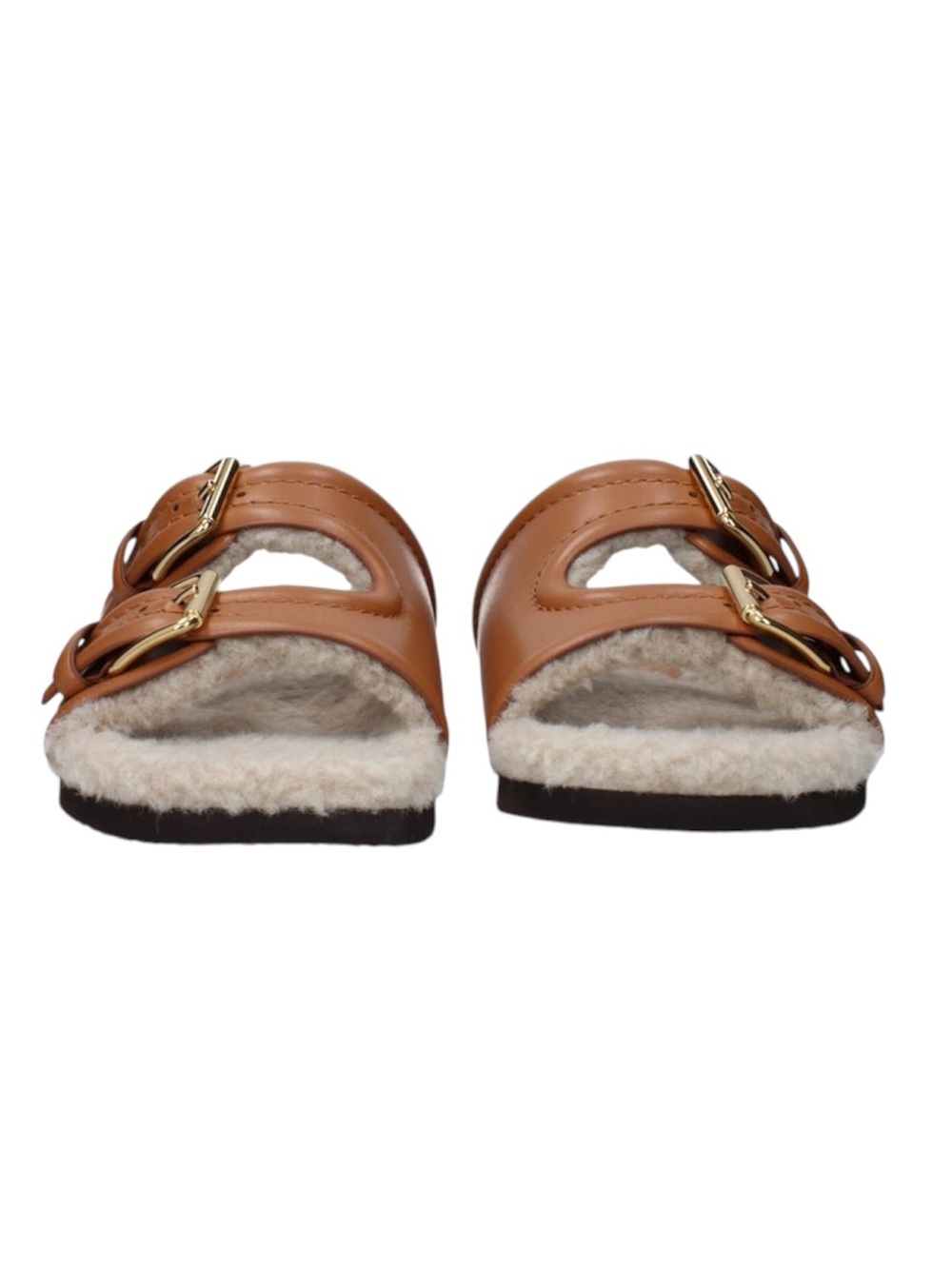 Valentino Garavani Women's Flip-Flops And Wooden Shoes, Leather, Brown/Almond - Picture 3 of 7